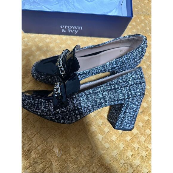 Crown & Ivy Scarlett Herringbone Pumps Women's Medium 8 - Picture 3 of 5